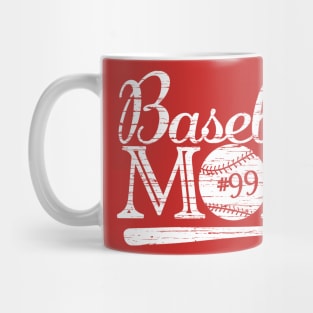 Vintage Baseball Mom #99 Favorite Player Biggest Fan Number Jersey Mug